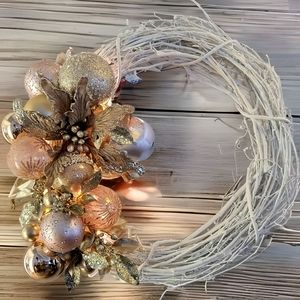 White Wreath with Rose Gold/Pink Accents